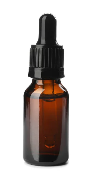Пляшка ефірної олії ізольована на білому — стокове фото