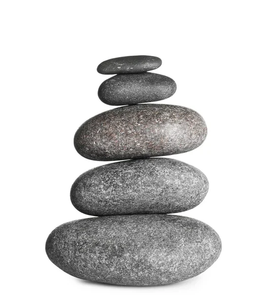 Stack of spa stones on white background — Stock Photo, Image