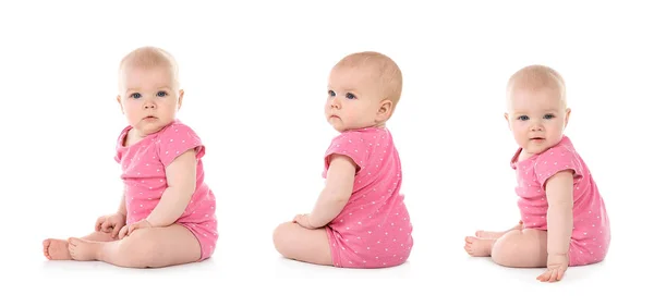 Conjunto de lindo bebé sobre fondo blanco —  Fotos de Stock