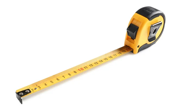 Metal measuring tape on white background. Construction tool — Stock Photo, Image