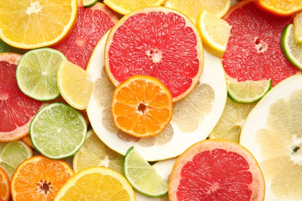 以不同的柑橘类水果为背景, 最受关注 — 图库照片