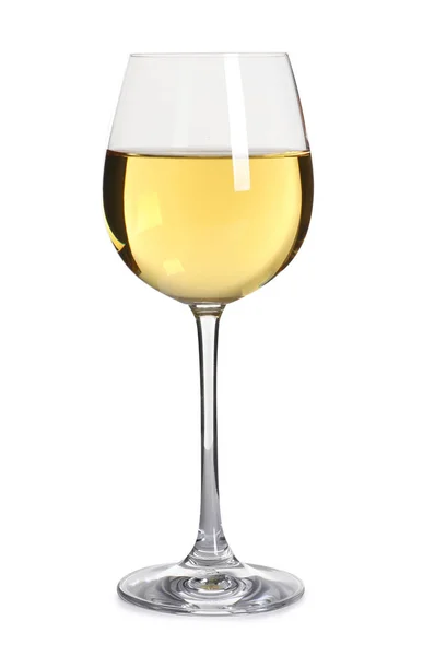 Copa de delicioso vino caro sobre fondo blanco —  Fotos de Stock