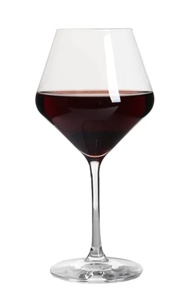Copo de vinho tinto caro delicioso no fundo branco — Fotografia de Stock