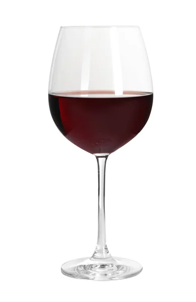 Copa de delicioso vino tinto caro sobre fondo blanco —  Fotos de Stock