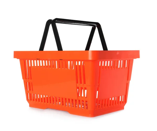 Color plastic shopping basket on white background