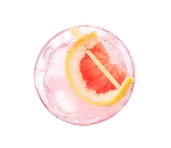 Glas grapefrukt cocktail med is isolerad på vit, uppifrån — Stockfoto