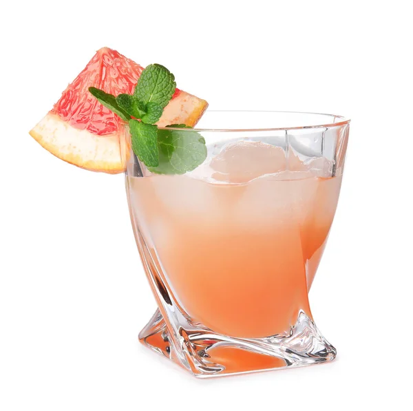 Glas grapefrukt cocktail isolerad på vitt — Stockfoto