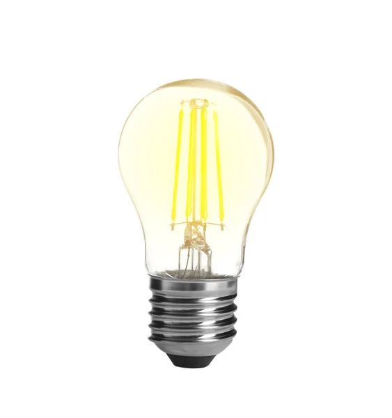 Modern glowing lamp bulb on white background — Stock Photo, Image