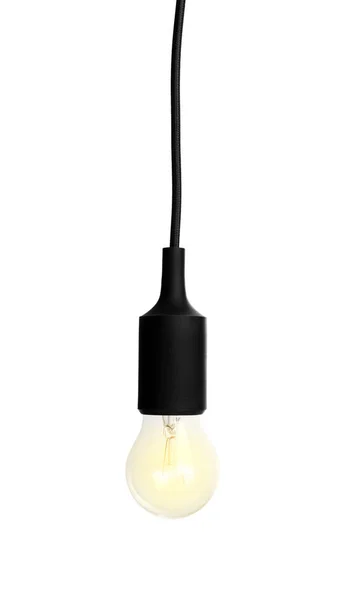 Lámpara colgante con bombilla sobre fondo blanco —  Fotos de Stock