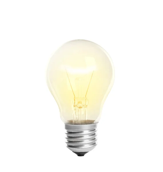 Modern glowing lamp bulb on white background — Stock Photo, Image