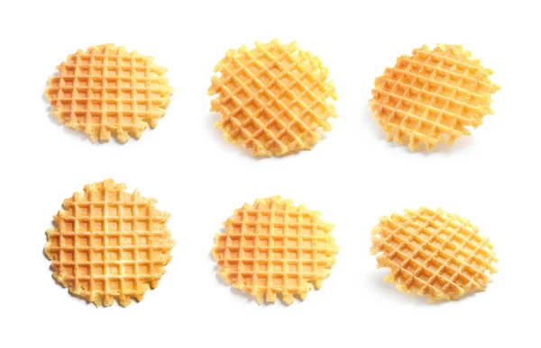 Set van heerlijke wafels op witte achtergrond — Stockfoto