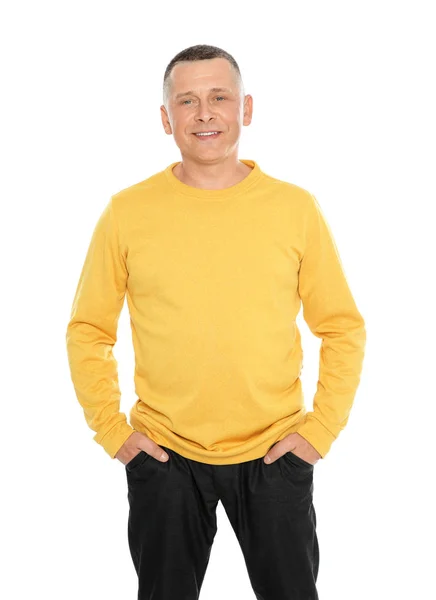 Portrait of mature man on white background — Stock Photo, Image