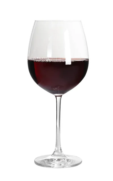 Copa de delicioso vino tinto caro sobre fondo blanco —  Fotos de Stock