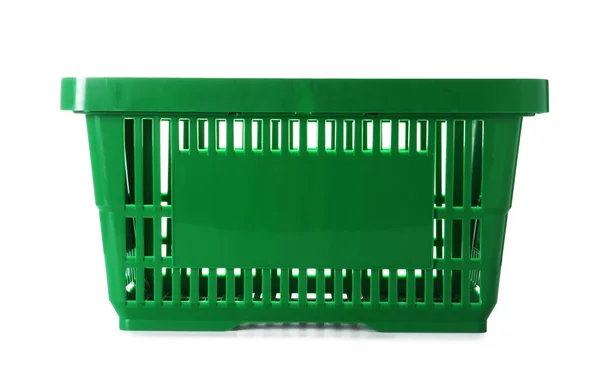 Barevný plastový nákupní košík na bílém pozadí — Stock fotografie