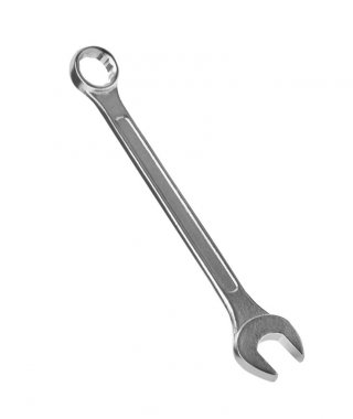 Yeni İngiliz anahtarı beyaza izole edilmiş. İnşaat aleti