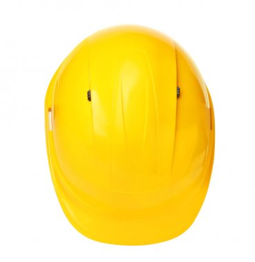 Güvenlik hardhat beyaz izole, üst görünüm. İnşaat aleti