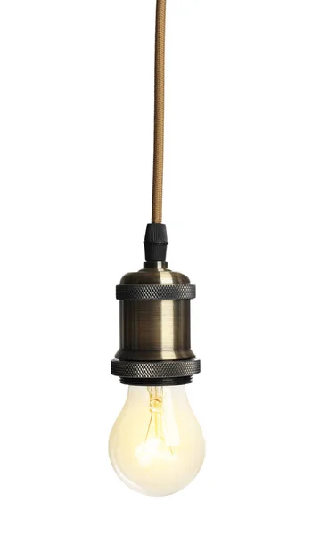Lámpara colgante vintage con bombilla sobre fondo blanco — Foto de Stock