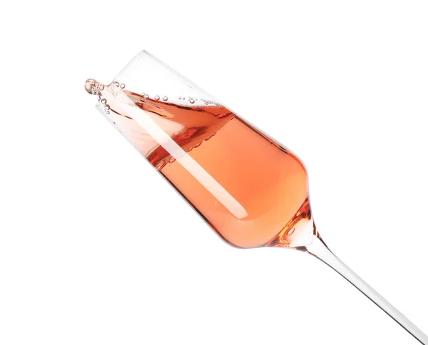 Copo de champanhe rosa isolado em branco — Fotografia de Stock
