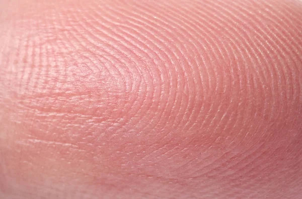 Vista de cerca del dedo humano. Patrón de cresta de fricción —  Fotos de Stock