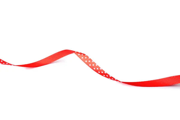 Simple red ribbon on white background. Festive decoration — Stock Photo, Image