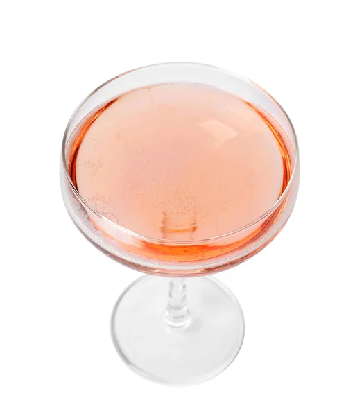 Verre de champagne rose isolé sur blanc — Photo