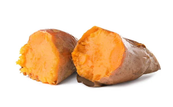 Deliciosa batata-doce assada no fundo branco — Fotografia de Stock