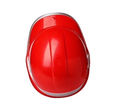 Güvenlik hardhat beyaz izole, üst görünüm. İnşaat aleti