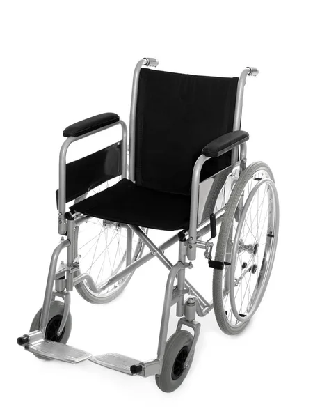 Νέο μοντέρνο άδειο αναπηρικό αμαξίδιο σε λευκό φόντο — Φωτογραφία Αρχείου