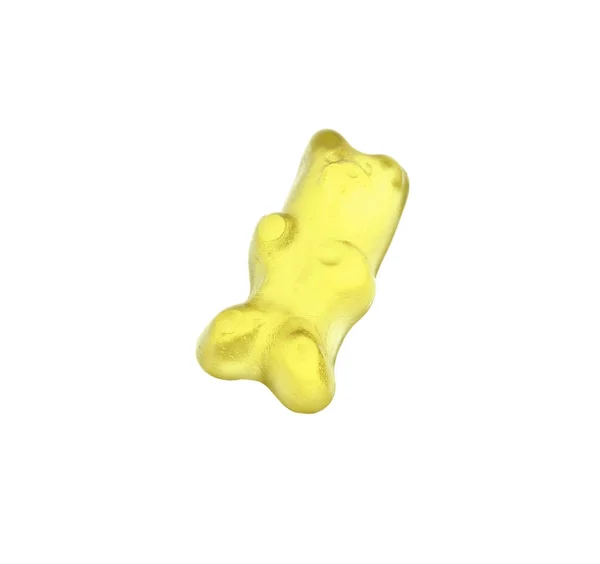 Delizioso orso gelatina gialla su sfondo bianco — Foto Stock