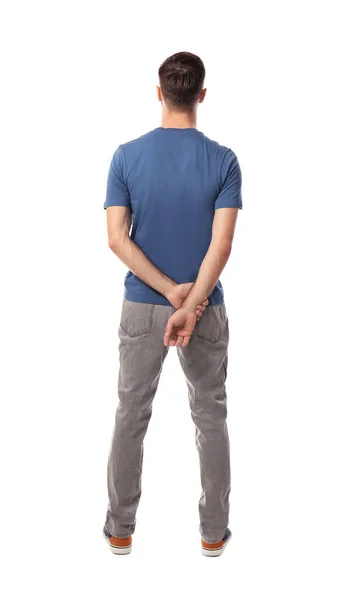 Young man in casual clothes posing on white background — Stock Photo, Image