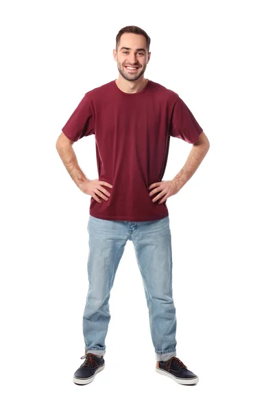 Full length portrait of handsome man posing on white background — Stock Photo, Image