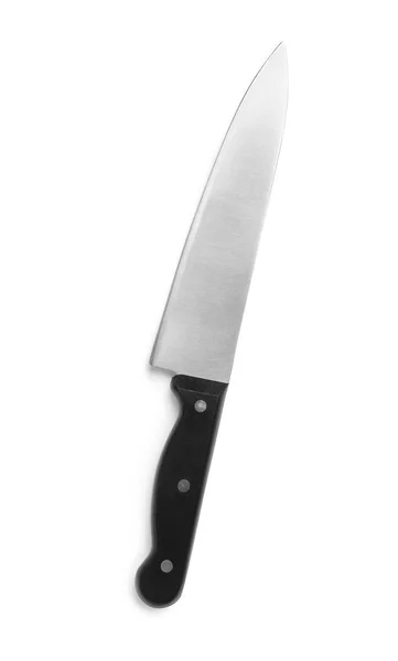 Nuevo cuchillo de chef limpio sobre fondo blanco — Foto de Stock