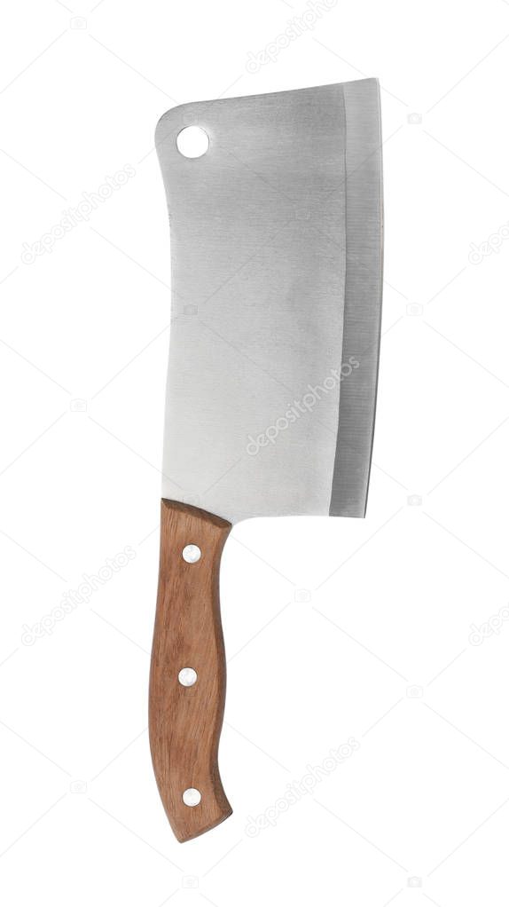New clean meat cleaver on white background
