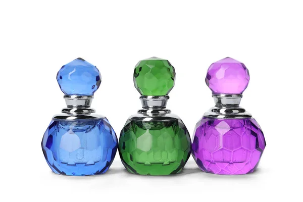 Bottles of luxury perfume isolated on white — Stock Photo, Image