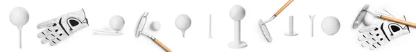 Set of different modern golf equipment on white background — Stock Photo, Image