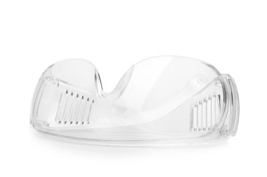 Beyaz arka planda koruyucu gözlükler. İnşaat aleti