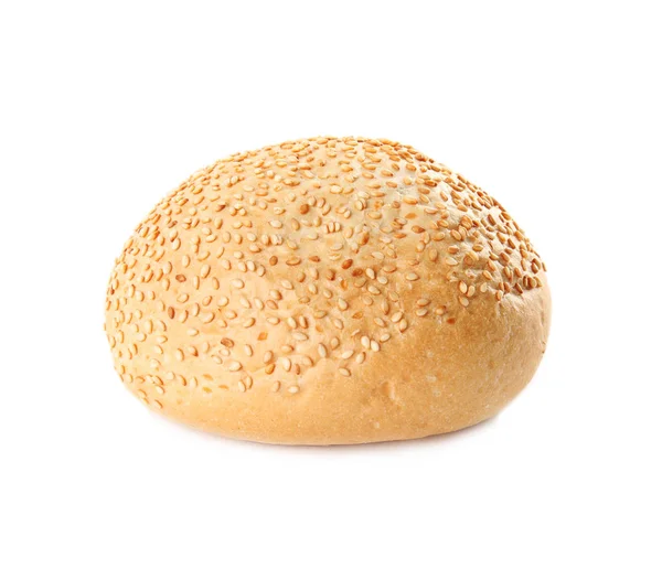 Bun with sesame seeds isolated on white. Fresh bread — Stock Photo, Image