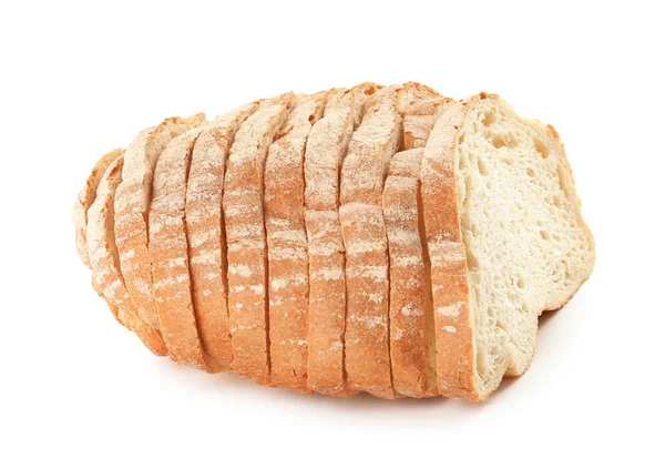 Φέτες φρέσκο ψωμί που απομονώνονται σε λευκό — Φωτογραφία Αρχείου