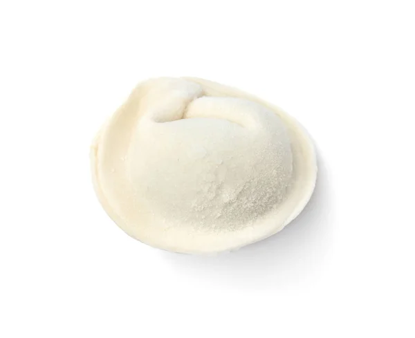 Frozen raw dumpling on white background. Traditional dish — Stock Photo, Image