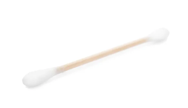 Wooden cotton swab on white background. Hygienic accessory — Stock Photo, Image