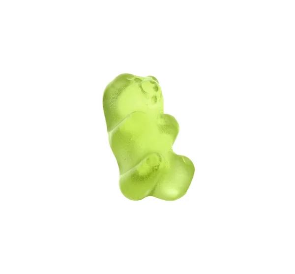 Delizioso orso gelatina verde su sfondo bianco — Foto Stock