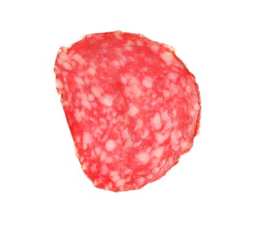 Beyaz arka planda taze lezzetli sosis kesin