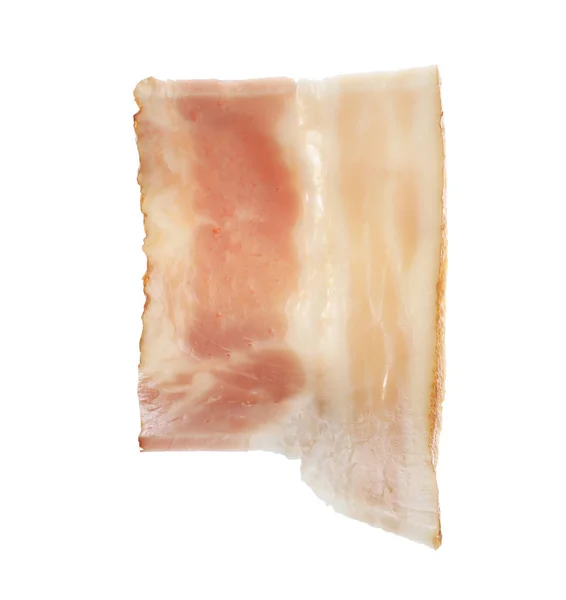 Skär färskt välsmakande bacon på vit bakgrund — Stockfoto
