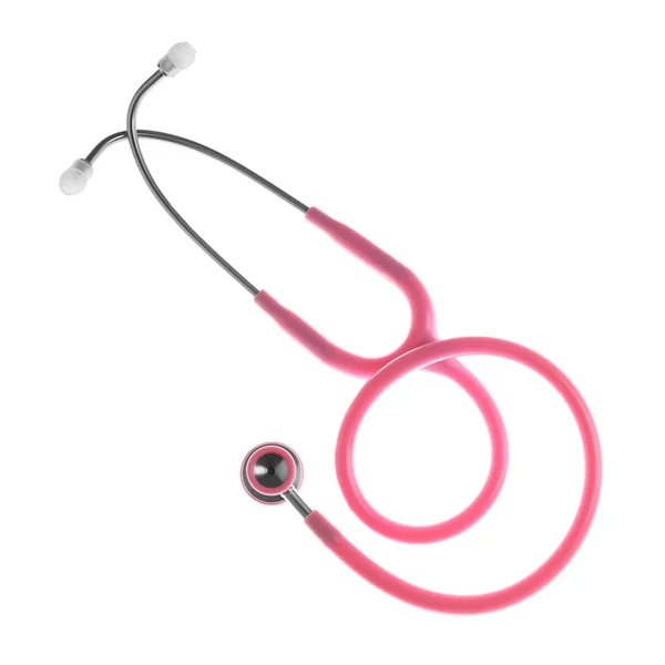 Stethoscope on white background, top view. Medical device — Stock Photo, Image