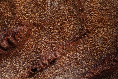 Arka plan olarak lezzetli çavdar ekmeği closeup, üst görünümü