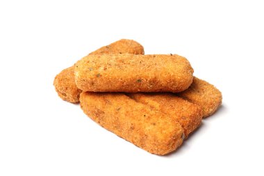 Beyaz izole lezzetli peynir çubukları kazık