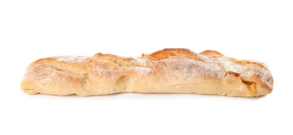 Baguette com queijo isolado em branco. Pão fresco — Fotografia de Stock