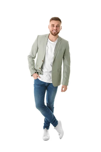 Full length portrait of young man on white background — Stock Photo, Image