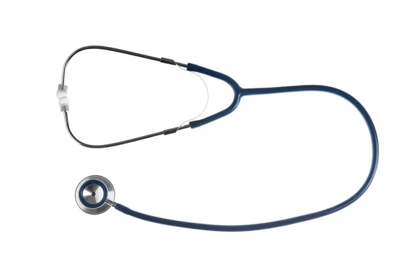 Stethoscoop op witte achtergrond, bovenaanzicht. Medisch hulpmiddel — Stockfoto