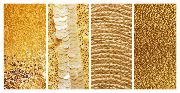 Collage di diverse superfici in oro lucido strutturato — Foto Stock